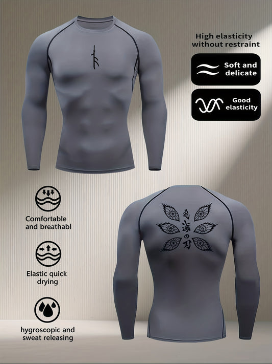 Men’s Compression Long Sleeve Shirt – Muscle Fit, Moisture-Wicking, High-Elasticity Sportswear for Gym, Running, Yoga & Training