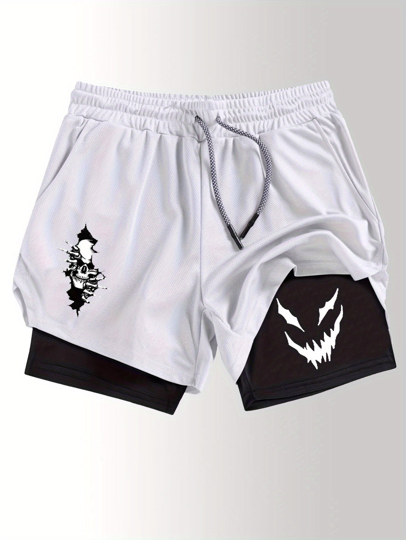 Men’s Printed 2-in-1 Fitness Shorts – Double Layer Quick-Dry Gym & Running Performance Shorts