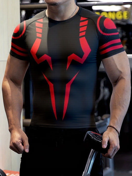 Men’s 3D Print Slim Fit Workout T-Shirt – Breathable Stretch Athletic Tee for Gym, Running & Cycling