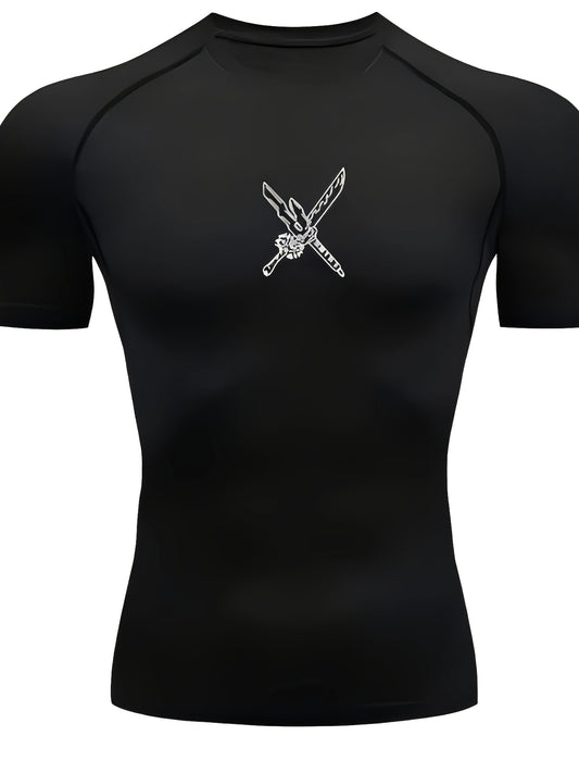 Men’s Anime Graphic Quick-Dry Compression Workout Shirt