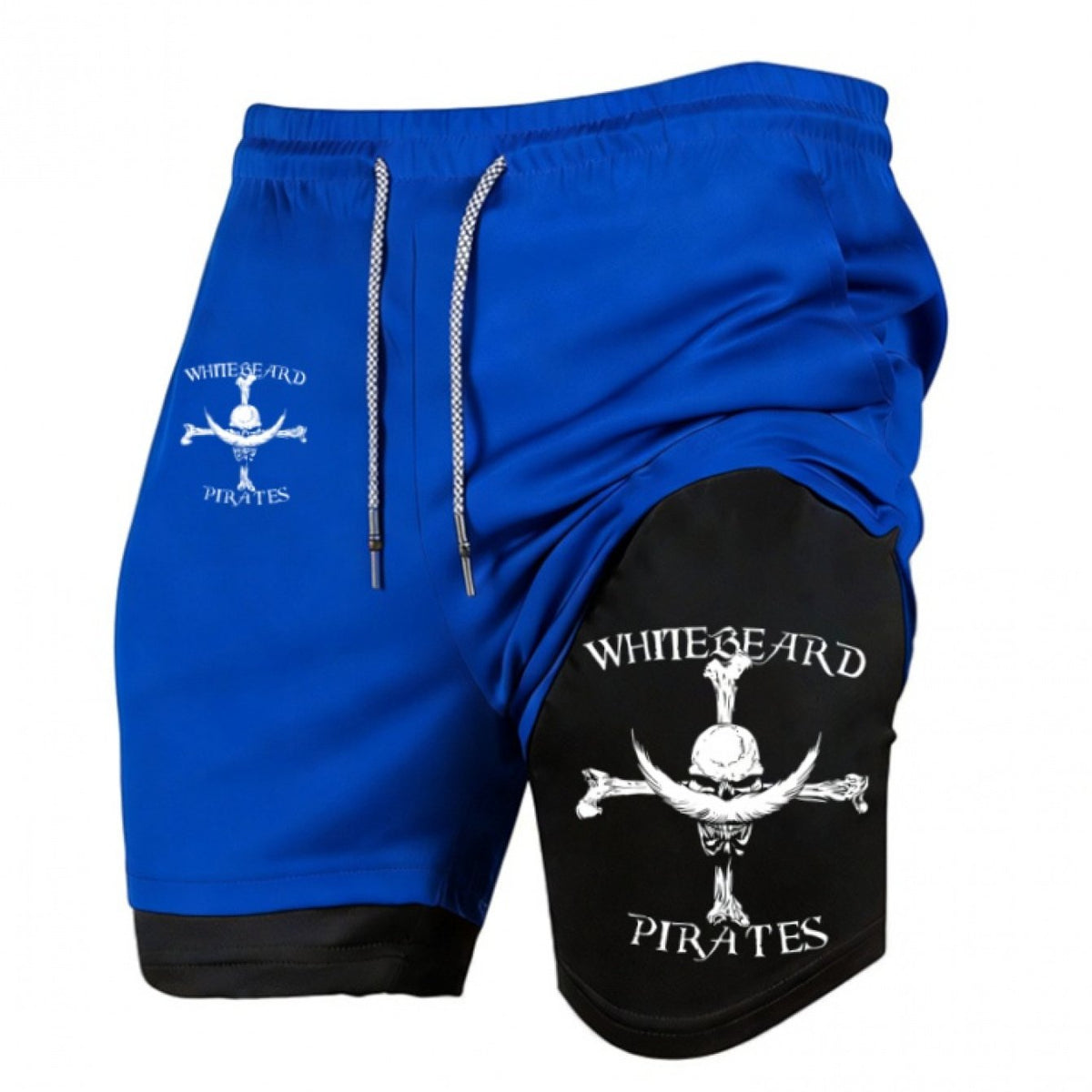Men’s Quick-Dry 2-in-1 Compression Shorts – Anime Manga Print Double-Layer Gym & Training Shorts with Pockets