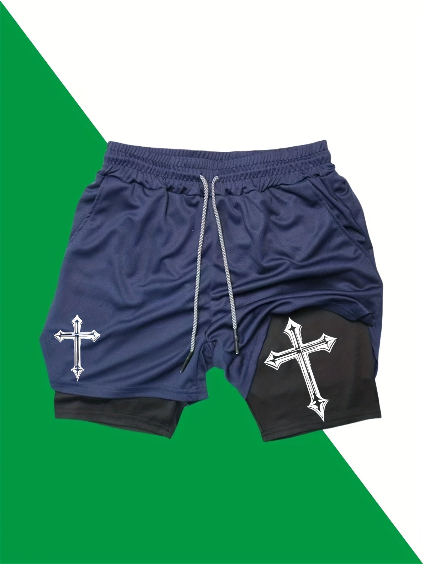 Men’s 2-in-1 Double Layer Fitness Shorts – Quick-Dry Casual Sports Shorts with Secure Phone Pocket