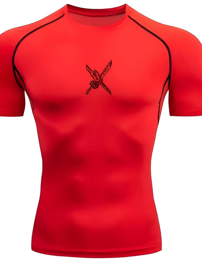 Men’s Anime Graphic Quick-Dry Compression Workout Shirt