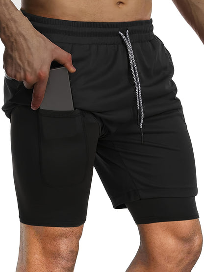 Men’s Red & Black 2-Piece Summer Set – Breathable Loose-Fit T-Shirt & Sports Shorts