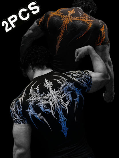 Men’s Soul Rot 2-Pack Compression T-Shirts – High-Elastic Breathable Athletic Gym Tees for Training, Running & Casual Wear