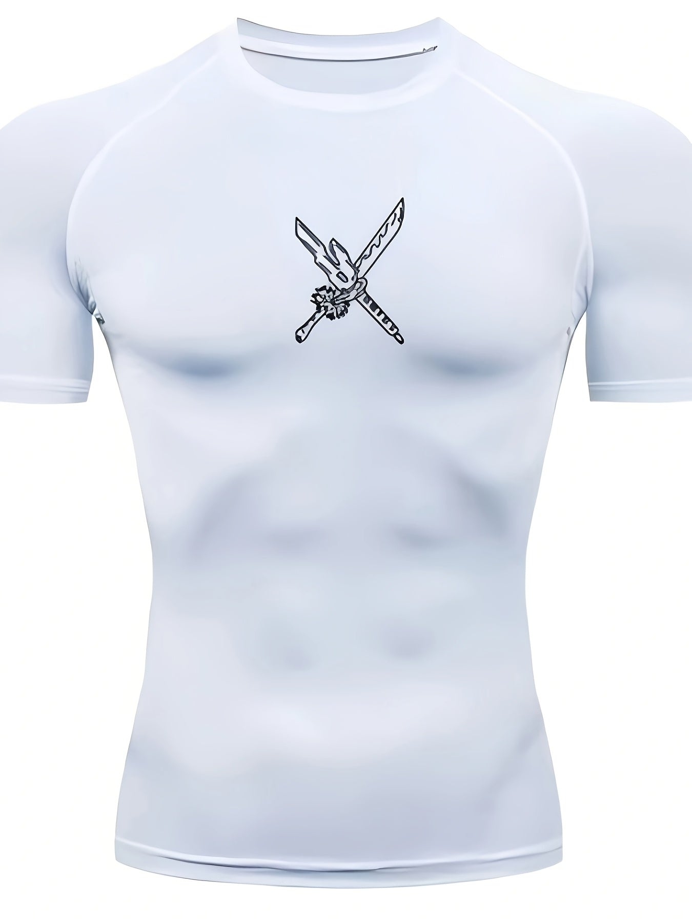 Men’s Anime Graphic Quick-Dry Compression Workout Shirt