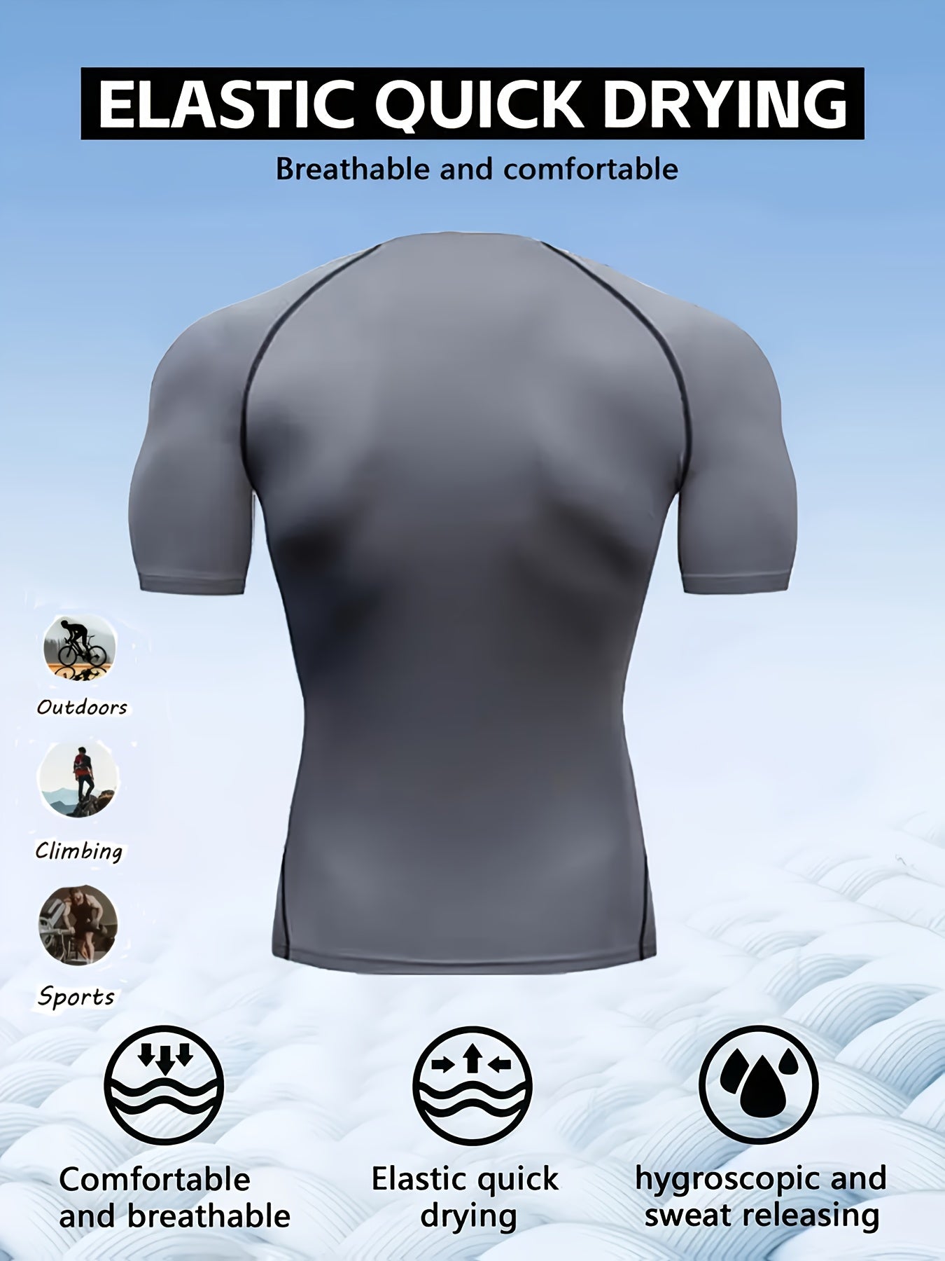 Men’s Breathable Compression T-Shirt – Sweat-Wicking Stretch Fit Muscle-Contour Workout Top with Printed Design