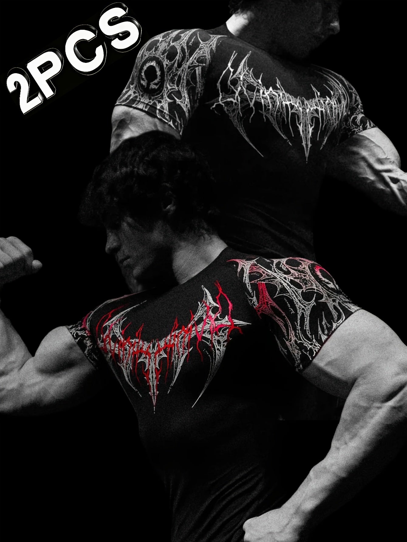Men’s Soul Rot 2-Pack Compression T-Shirts – High-Elastic Breathable Athletic Gym Tees for Training, Running & Casual Wear