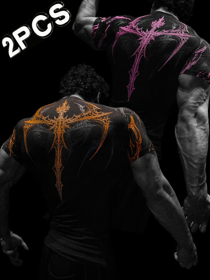 Men’s Soul Rot 2-Pack Compression T-Shirts – High-Elastic Breathable Athletic Gym Tees for Training, Running & Casual Wear