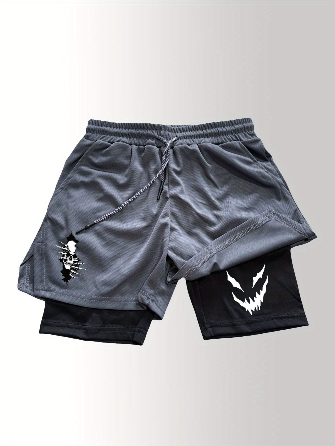 Men’s Printed 2-in-1 Fitness Shorts – Double Layer Quick-Dry Gym & Running Performance Shorts