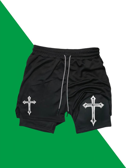 Men’s 2-in-1 Double Layer Fitness Shorts – Quick-Dry Casual Sports Shorts with Secure Phone Pocket