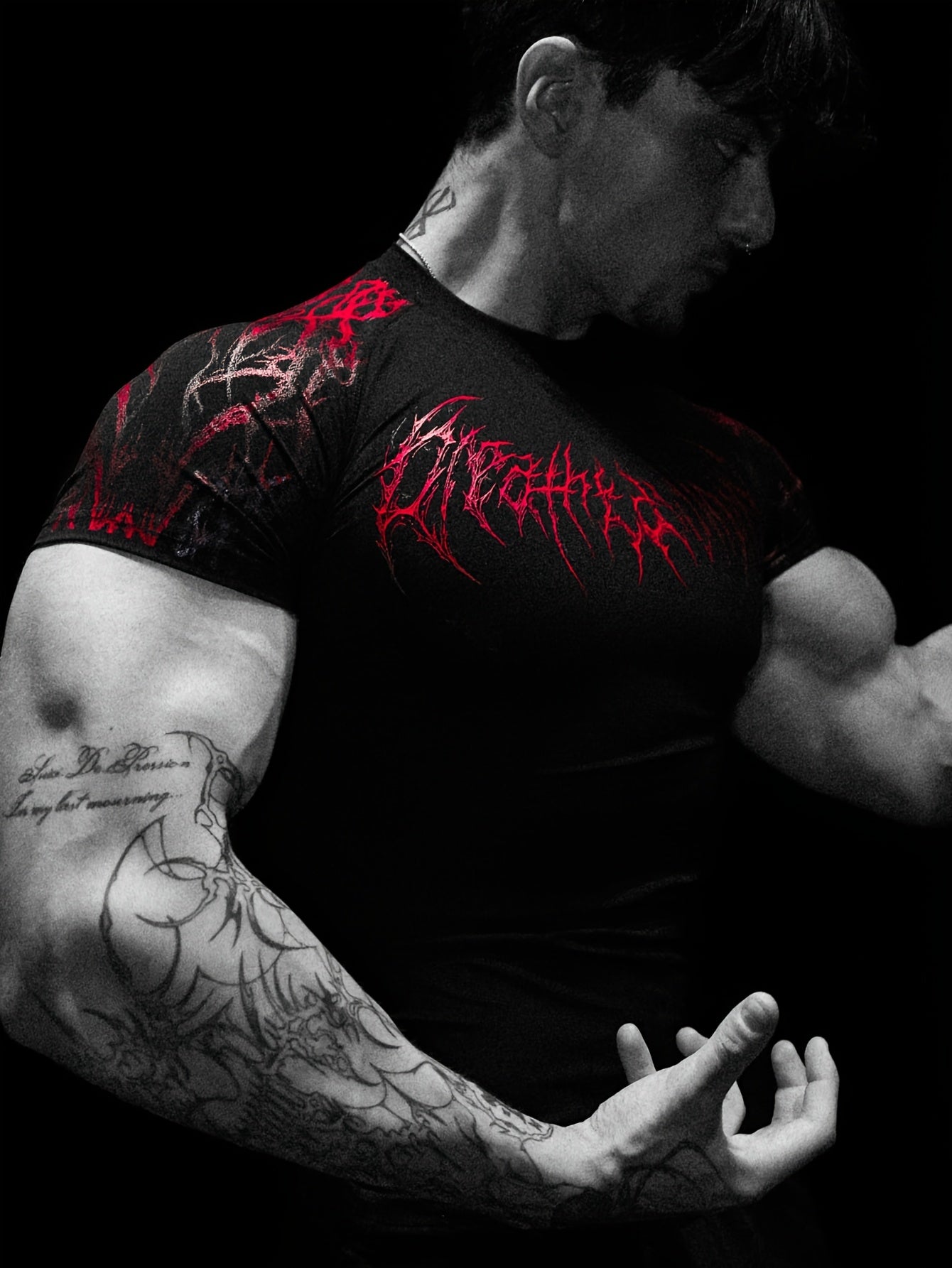 Men’s Red & Black 2-Piece Summer Set – Breathable Loose-Fit T-Shirt & Sports Shorts