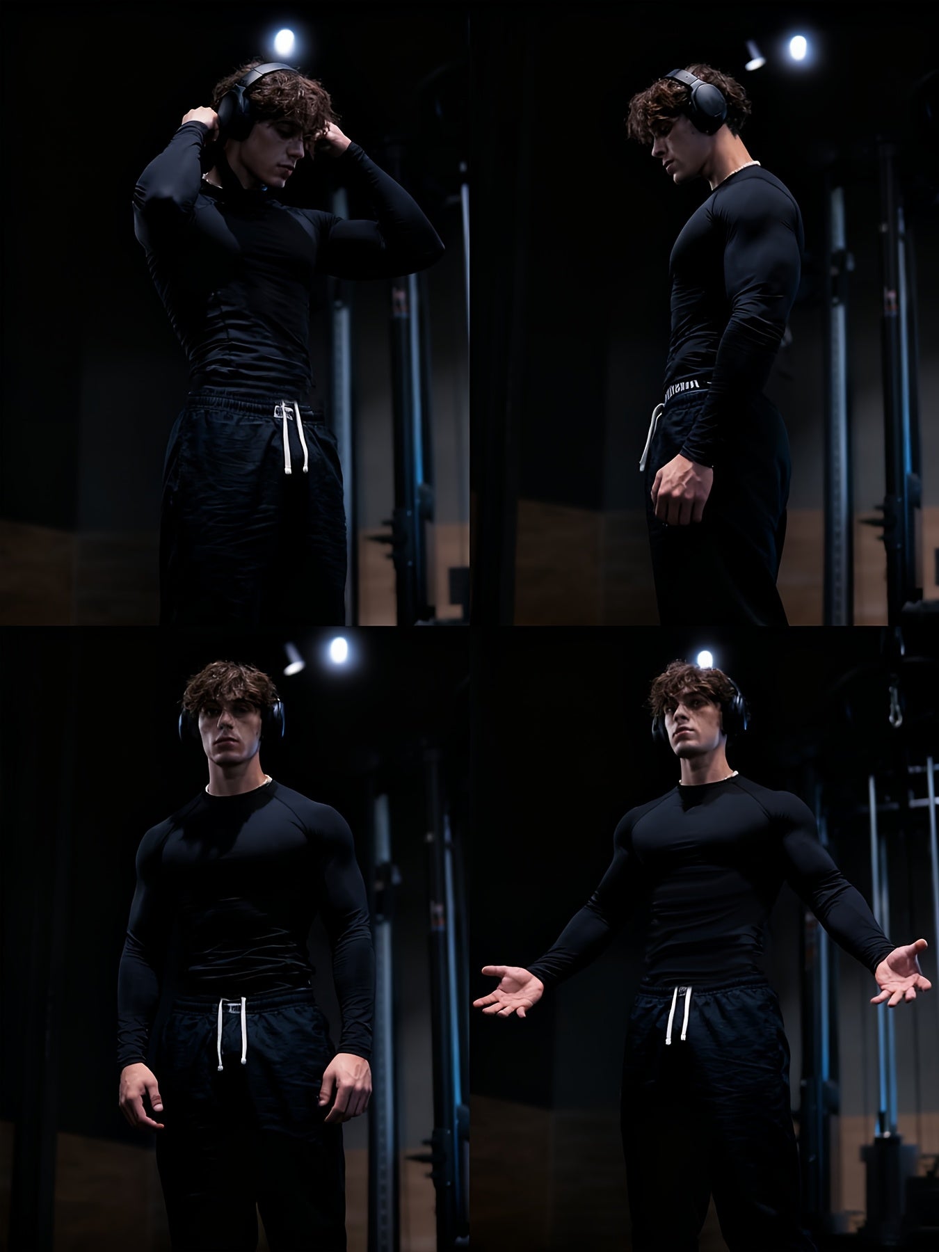 Men’s Gothic Trident & Thorn Compression Long Sleeve Shirt – Sweat-Wicking Tight-Fit Training Top for Gym & Outdoor Workouts