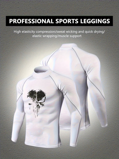 Marvel Punisher High-Neck Quick-Dry Long Sleeve Compression Shirt