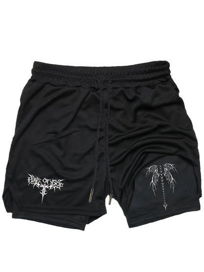Men’s Anime Double Print 2-in-1 Sports Shorts – Quick-Dry Double Layer Performance & Streetwear Shorts