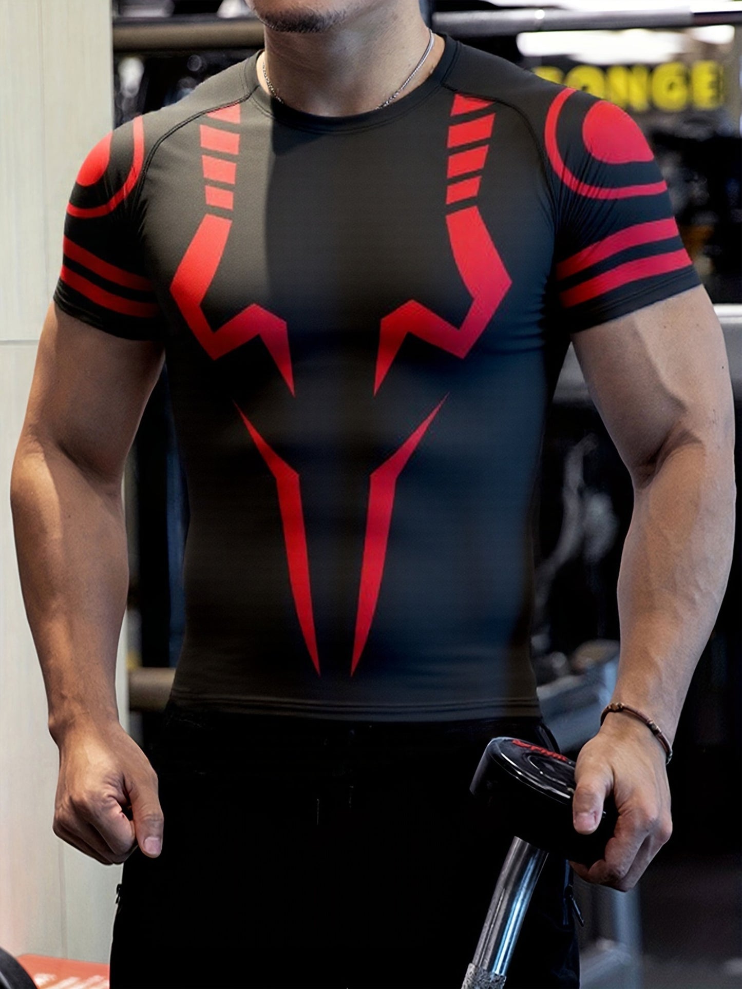 Men’s 3D Print Slim Fit Workout T-Shirt – Breathable Stretch Athletic Tee for Gym, Running & Cycling