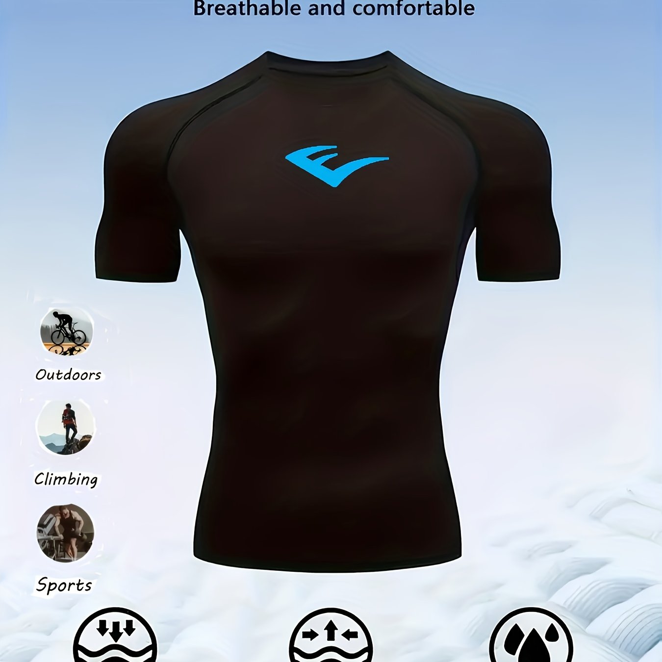Men’s Breathable Compression T-Shirt – Sweat-Wicking Stretch Fit Muscle-Contour Workout Top with Printed Design