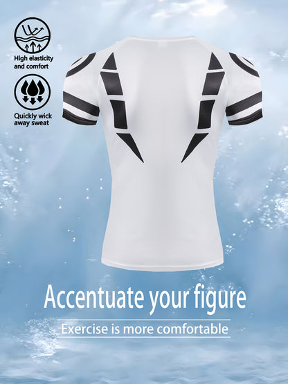 Men’s 3D Print Slim Fit Workout T-Shirt – Breathable Stretch Athletic Tee for Gym, Running & Cycling