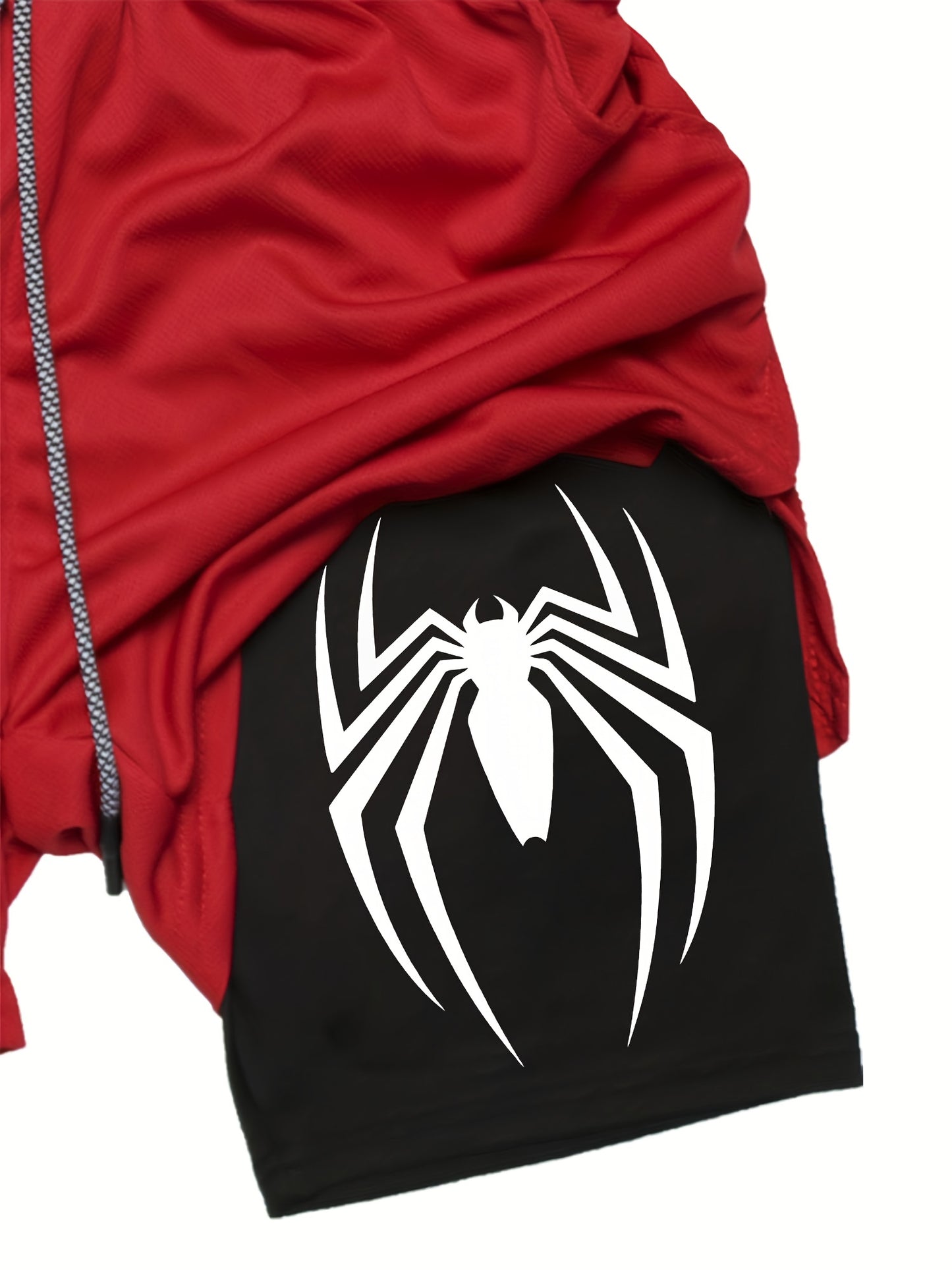 Men’s Marvel Spider‑Man Quick-Dry Sports Shorts – Double-Layer Training Shorts with Multi-Pockets