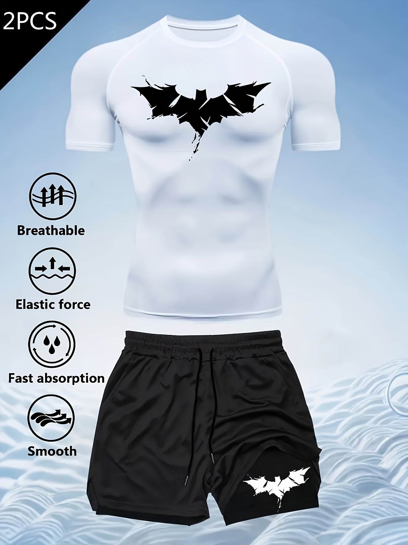 Men’s Outdoor Performance 2-Piece Set – Quick-Dry T-Shirt & 2-in-1 Double Layer Training Shorts