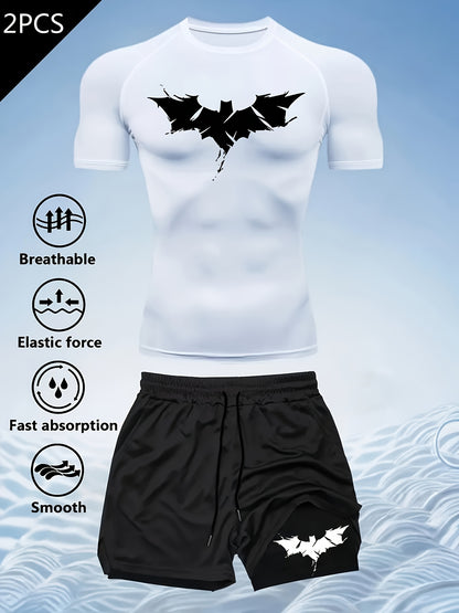 Men’s Outdoor Performance 2-Piece Set – Quick-Dry T-Shirt & 2-in-1 Double Layer Training Shorts