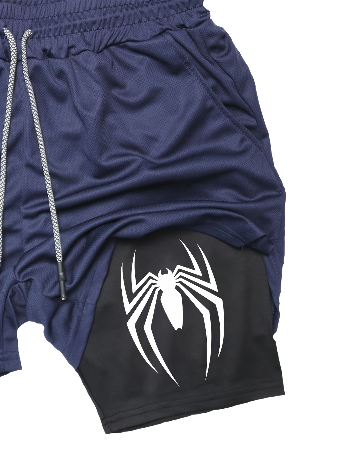 Men’s Marvel Spider‑Man Quick-Dry Sports Shorts – Double-Layer Training Shorts with Multi-Pockets