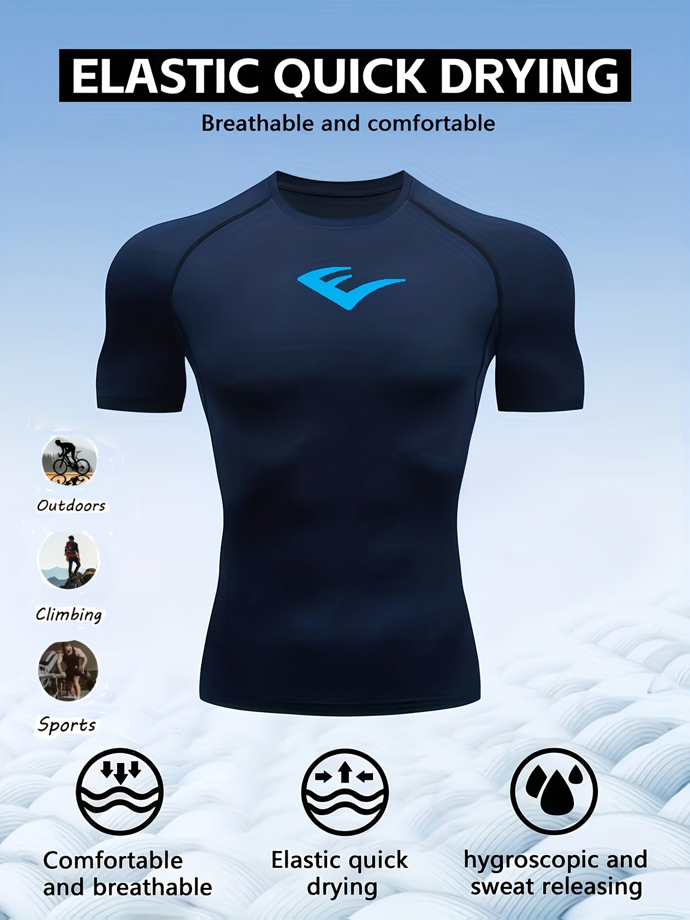 Men’s Breathable Compression T-Shirt – Sweat-Wicking Stretch Fit Muscle-Contour Workout Top with Printed Design