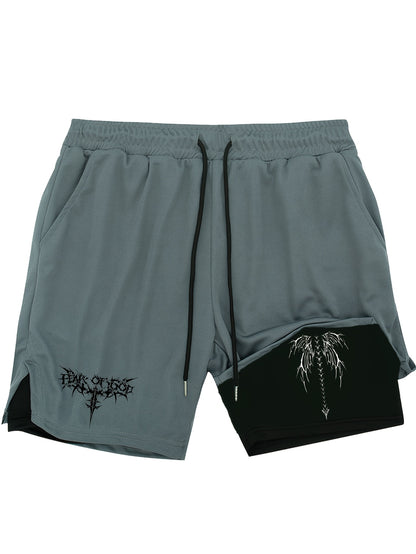 Men’s Anime Double Print 2-in-1 Sports Shorts – Quick-Dry Double Layer Performance & Streetwear Shorts