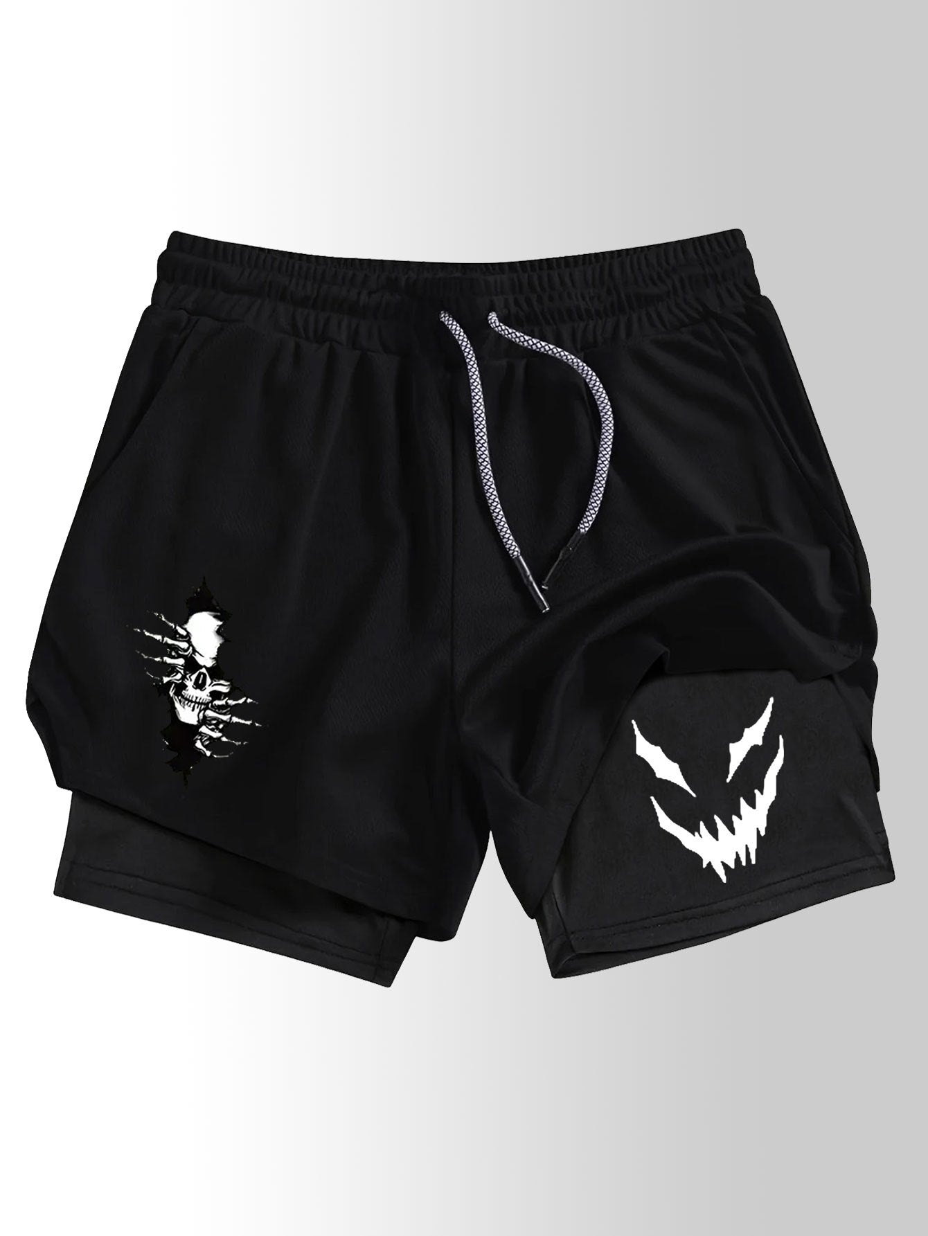 Men’s Printed 2-in-1 Fitness Shorts – Double Layer Quick-Dry Gym & Running Performance Shorts