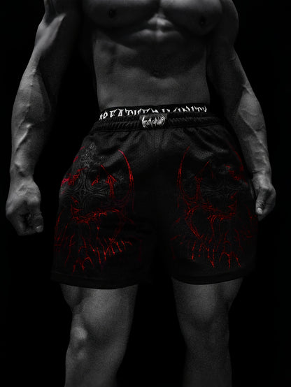 Men’s Red & Black 2-Piece Summer Set – Breathable Loose-Fit T-Shirt & Sports Shorts