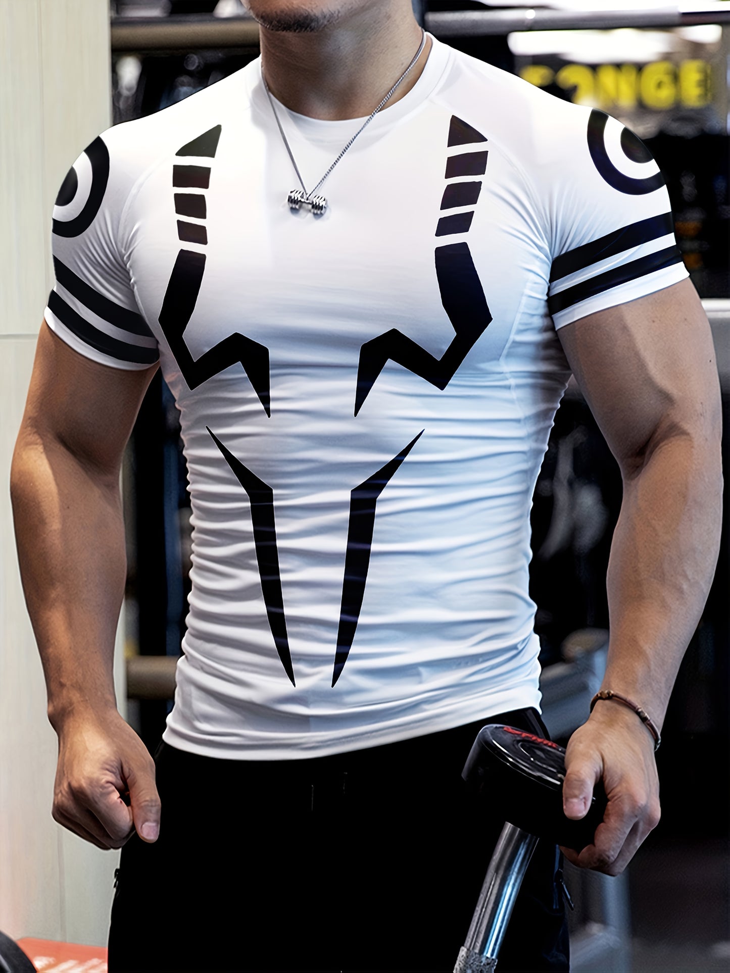 Men’s 3D Print Slim Fit Workout T-Shirt – Breathable Stretch Athletic Tee for Gym, Running & Cycling