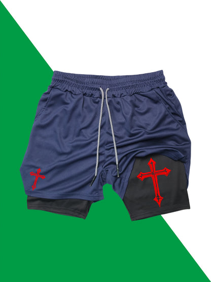 Men’s 2-in-1 Double Layer Fitness Shorts – Quick-Dry Casual Sports Shorts with Secure Phone Pocket