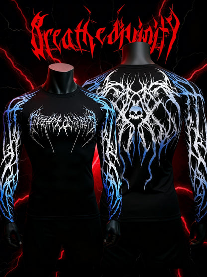 Men’s Quick-Dry Compression Training Shirt – High-Elastic Moisture-Wicking Athletic Tee with Runner Print