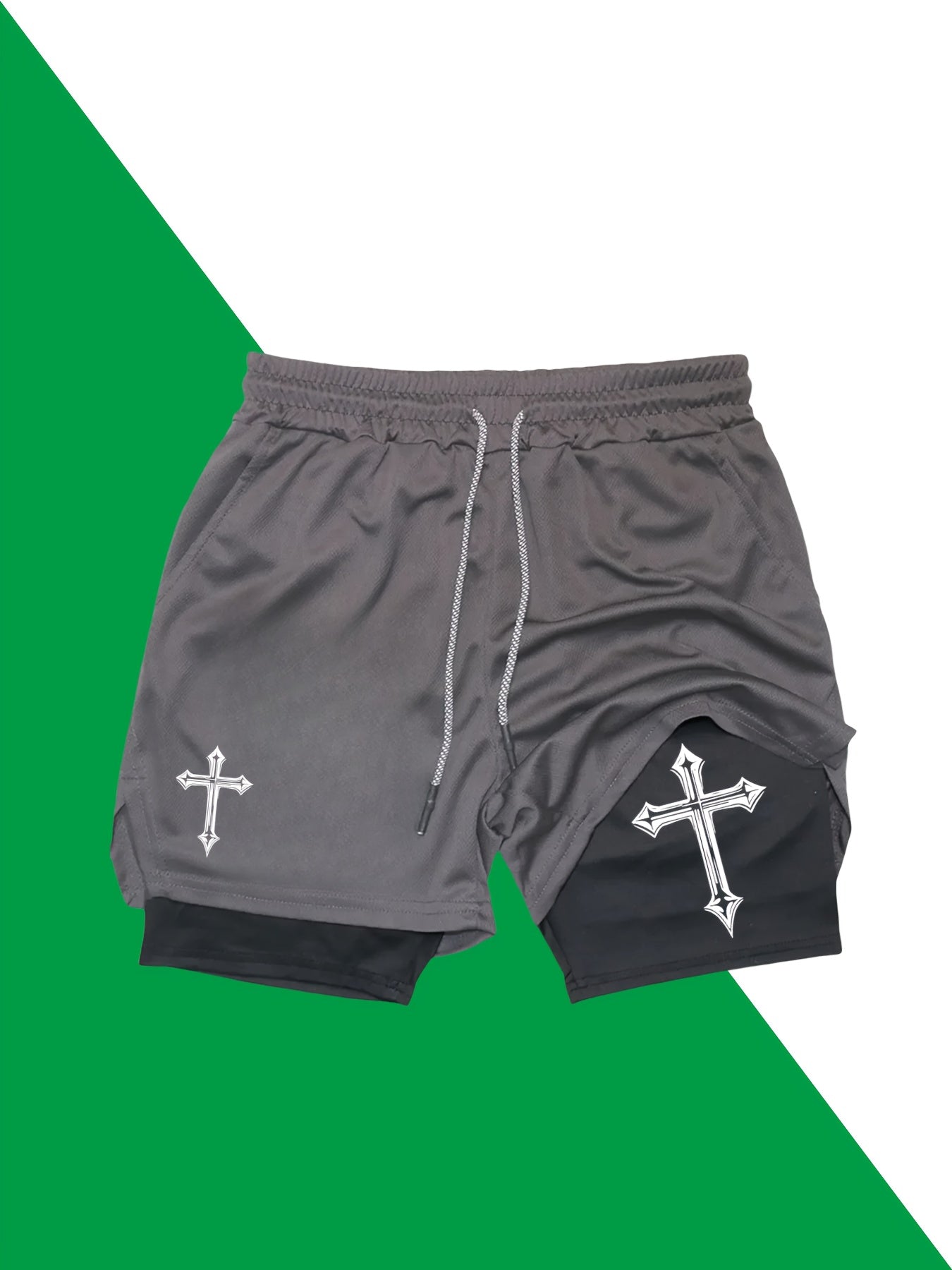 Men’s 2-in-1 Double Layer Fitness Shorts – Quick-Dry Casual Sports Shorts with Secure Phone Pocket