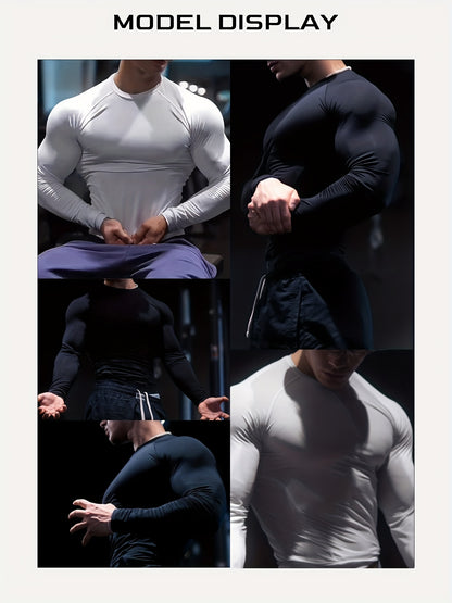 Men’s Gothic Trident & Thorn Compression Long Sleeve Shirt – Sweat-Wicking Tight-Fit Training Top for Gym & Outdoor Workouts