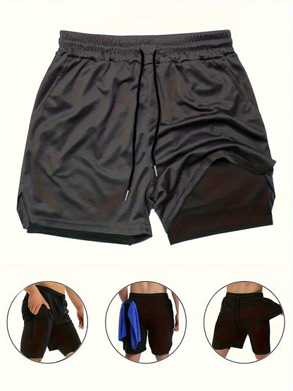 Men’s Outdoor Performance 2-Piece Set – Quick-Dry T-Shirt & 2-in-1 Double Layer Training Shorts