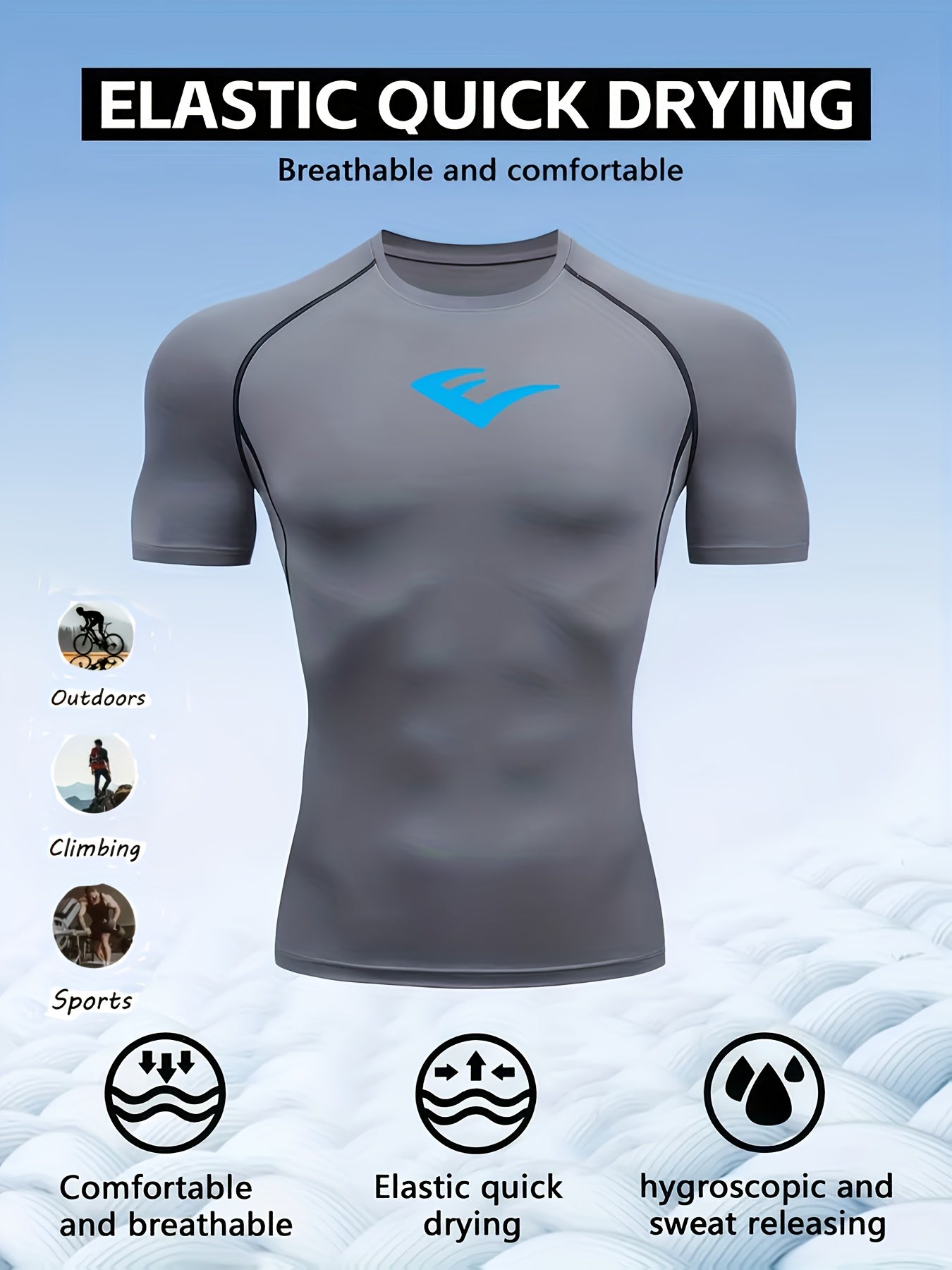Men’s Breathable Compression T-Shirt – Sweat-Wicking Stretch Fit Muscle-Contour Workout Top with Printed Design