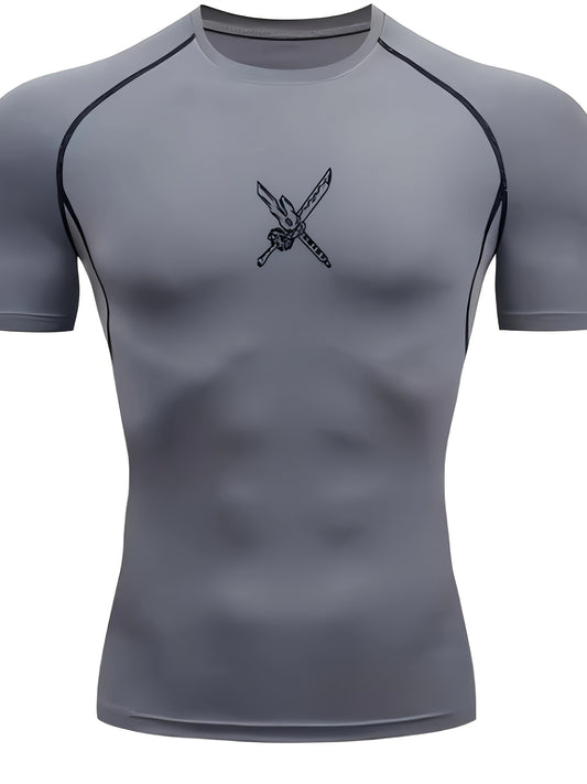 Men’s Anime Graphic Quick-Dry Compression Workout Shirt
