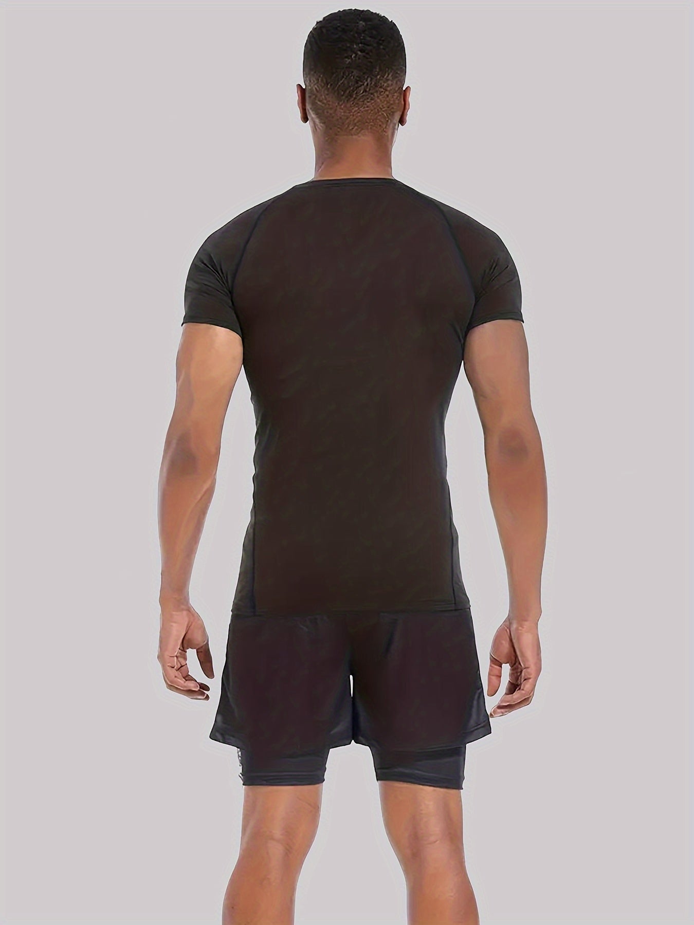 Men’s Red & Black 2-Piece Summer Set – Breathable Loose-Fit T-Shirt & Sports Shorts