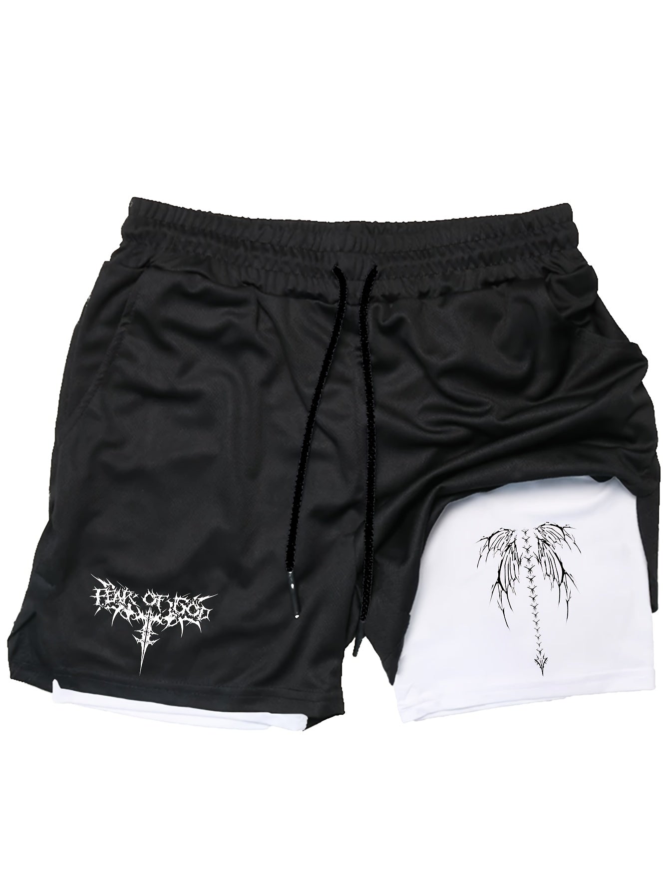 Men’s Anime Double Print 2-in-1 Sports Shorts – Quick-Dry Double Layer Performance & Streetwear Shorts