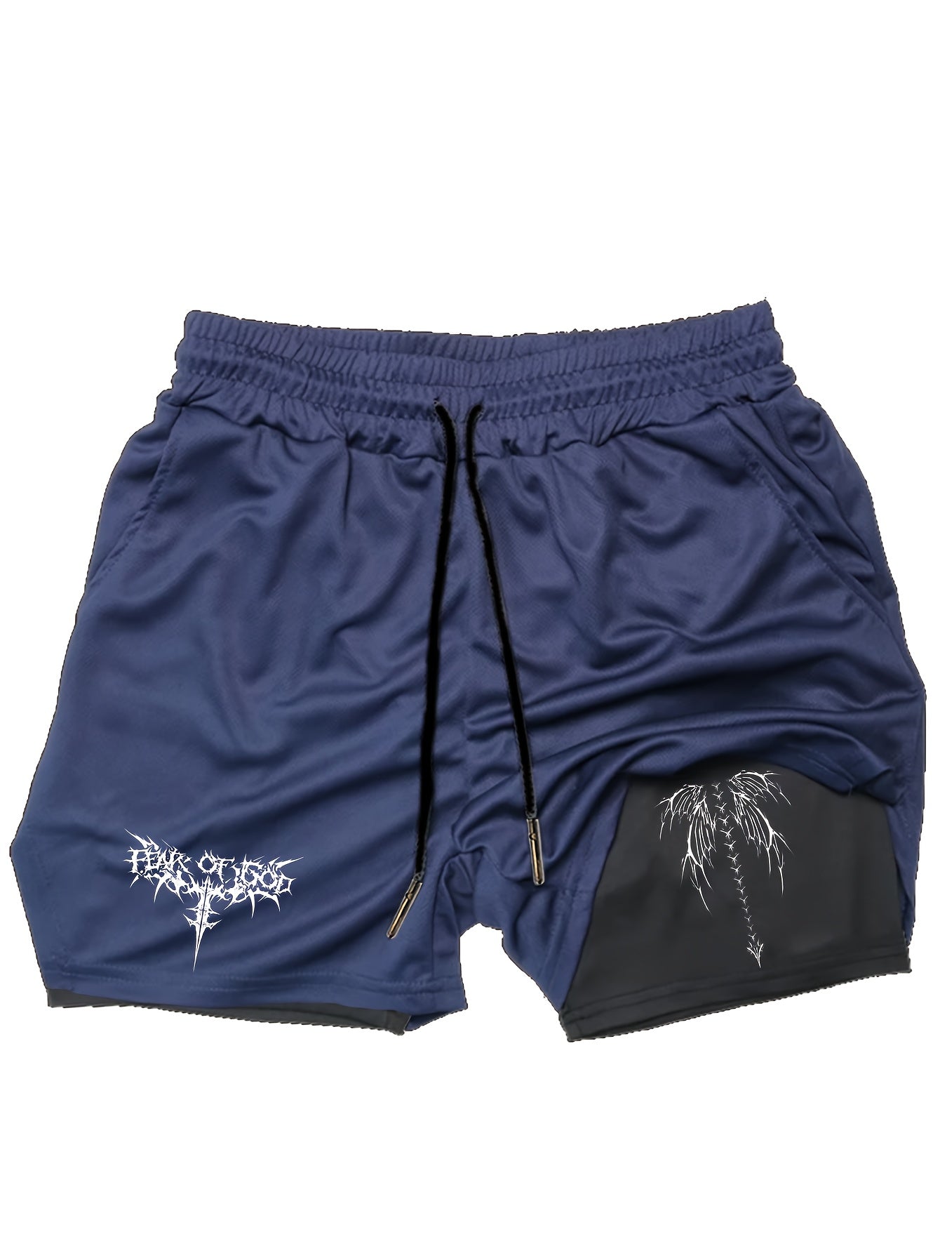 Men’s Anime Double Print 2-in-1 Sports Shorts – Quick-Dry Double Layer Performance & Streetwear Shorts