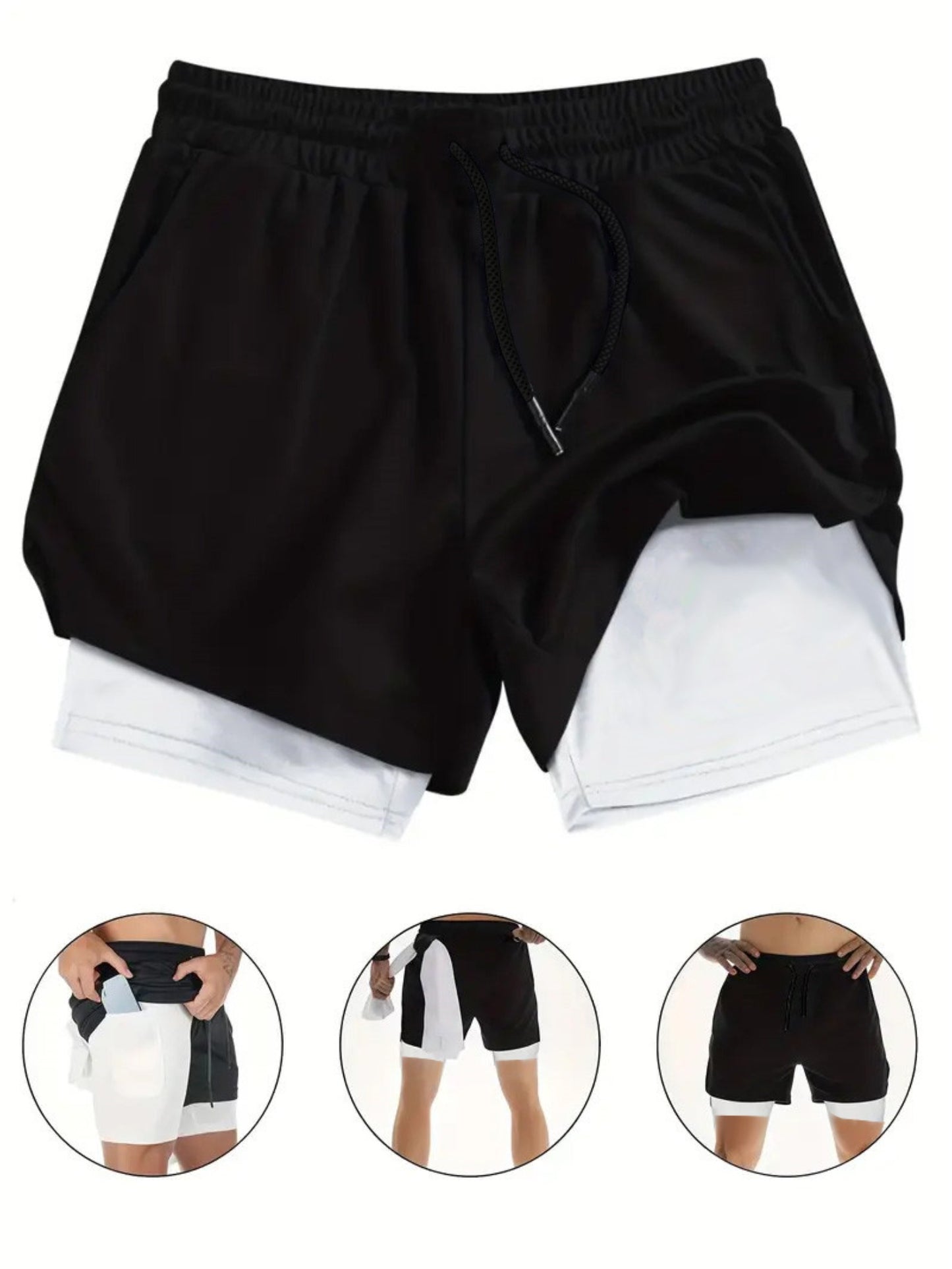 Men’s Slim-Fit 2-Piece Gym Set – Quick-Dry Performance T-Shirt & 2-in-1 Double Layer Training Shorts