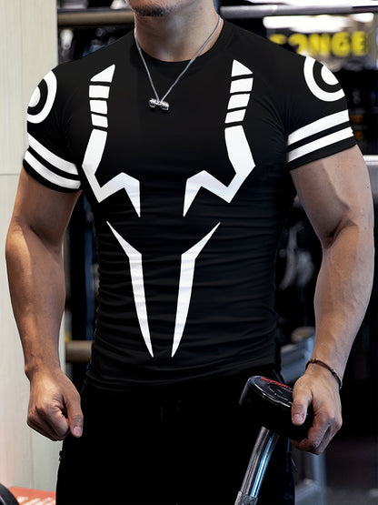 Men’s 3D Print Slim Fit Workout T-Shirt – Breathable Stretch Athletic Tee for Gym, Running & Cycling