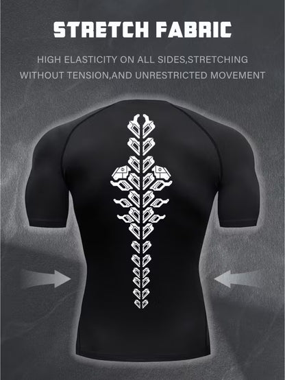 Men’s Geometric Compression Shirt – Quick-Dry Moisture-Wicking Performance Top