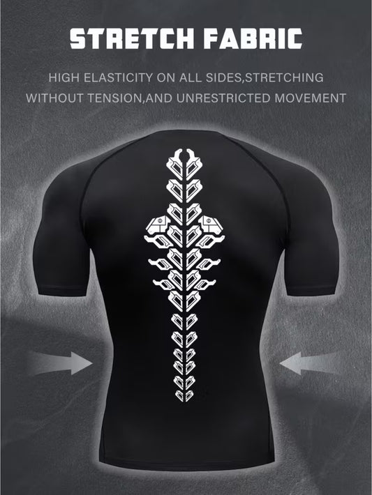 Men’s Geometric Compression Shirt – Quick-Dry Moisture-Wicking Performance Top