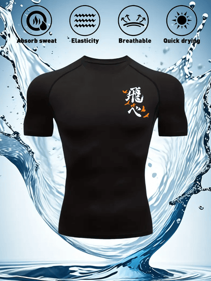 Men’s Anime-Inspired Compression T-Shirt – Quick-Dry Breathable Fitness Tee