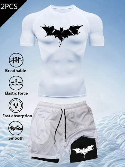 Men’s Outdoor Performance 2-Piece Set – Quick-Dry T-Shirt & 2-in-1 Double Layer Training Shorts