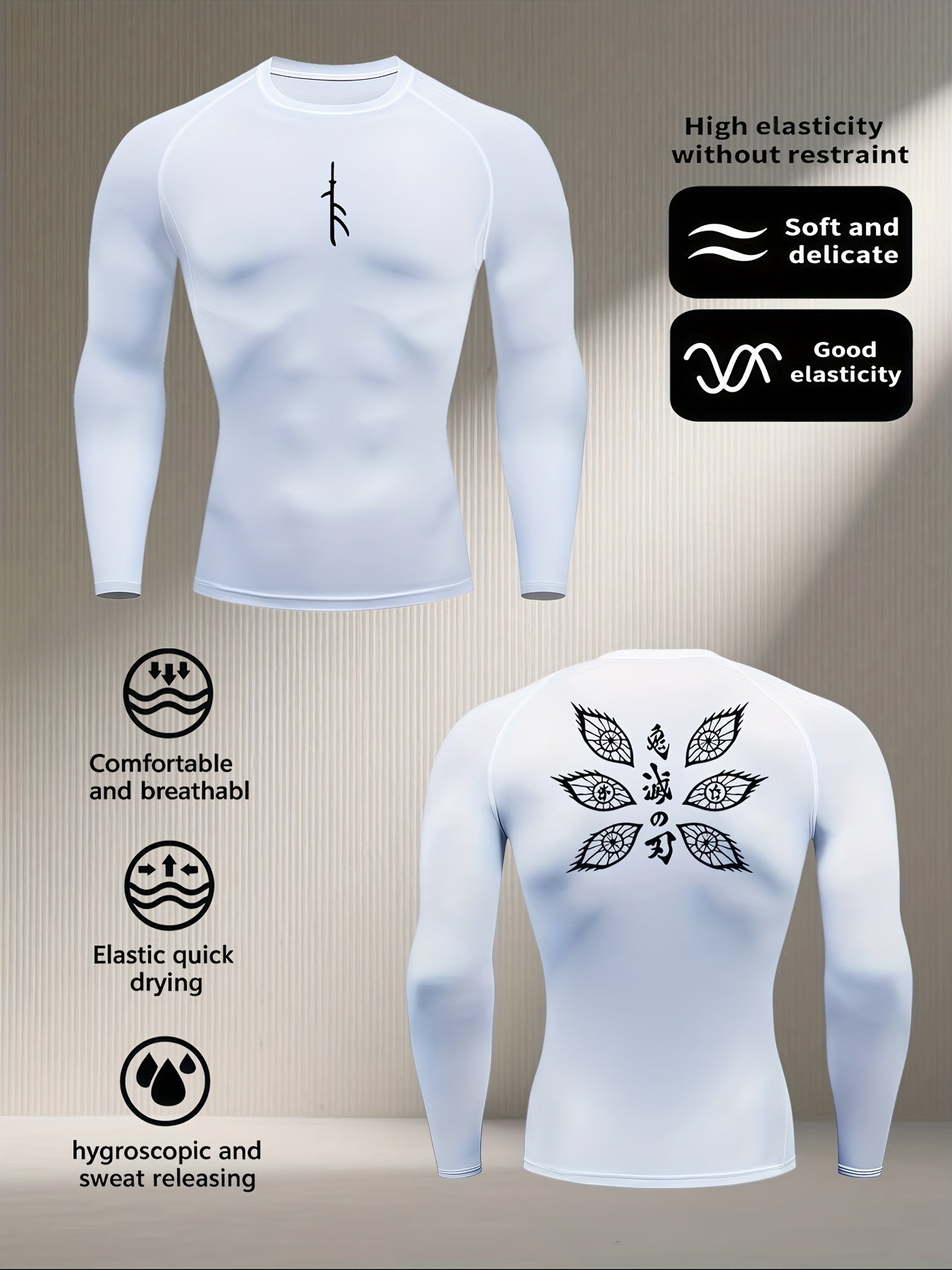 Men’s Compression Long Sleeve Shirt – Muscle Fit, Moisture-Wicking, High-Elasticity Sportswear for Gym, Running, Yoga & Training