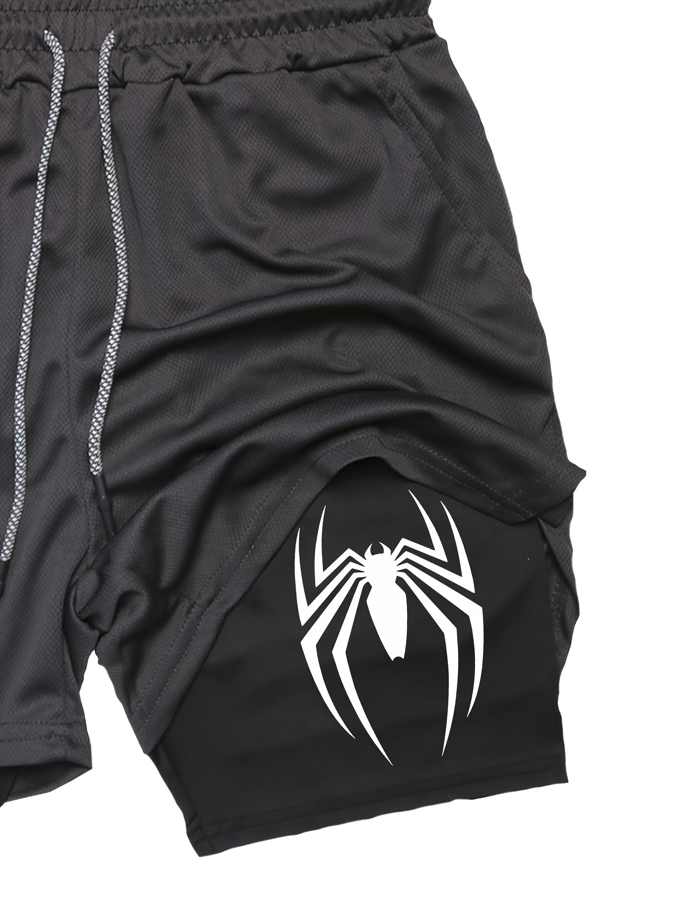 Men’s Marvel Spider‑Man Quick-Dry Sports Shorts – Double-Layer Training Shorts with Multi-Pockets