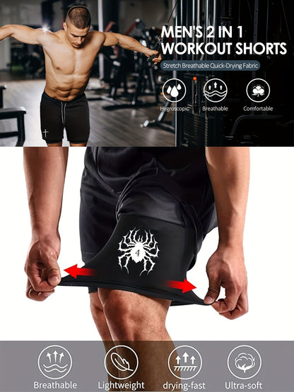Men’s Red & Black 2-Piece Summer Set – Breathable Loose-Fit T-Shirt & Sports Shorts